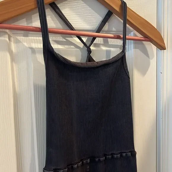 NWOT Free People FP Movement Happiness Runs Square Neck Tank Top One Piece Black - Picture 3 of 7